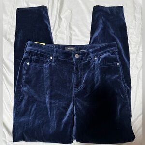 NWT Navy Blue Luxe Velvet Tapered Pants High-Rise Women’s Size 6/28